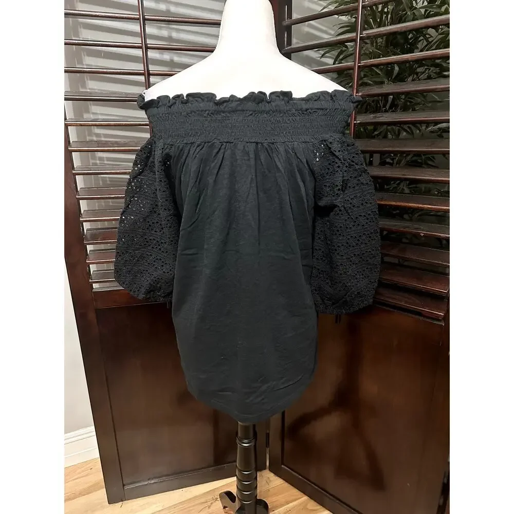 Lauren Ralph Lauren Women's Off Shoulder Eyelet Lace Sleeve M NWT - Picture 5 of 10
